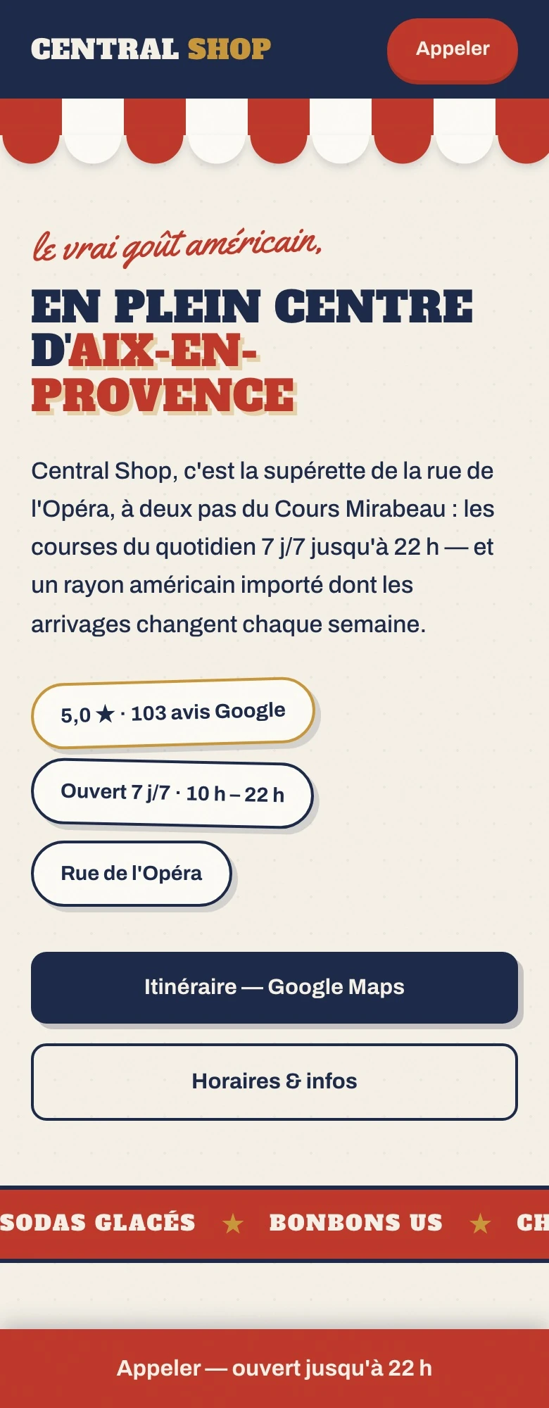 Central Shop sur téléphone