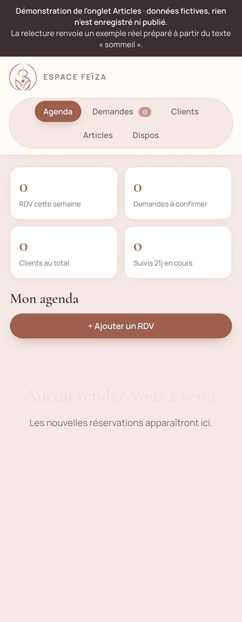 Espace Feïza sur téléphone