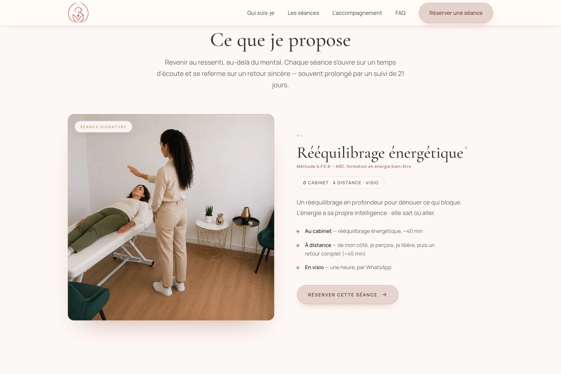 La présentation des accompagnements, dans la continuité de l’identité douce du site.