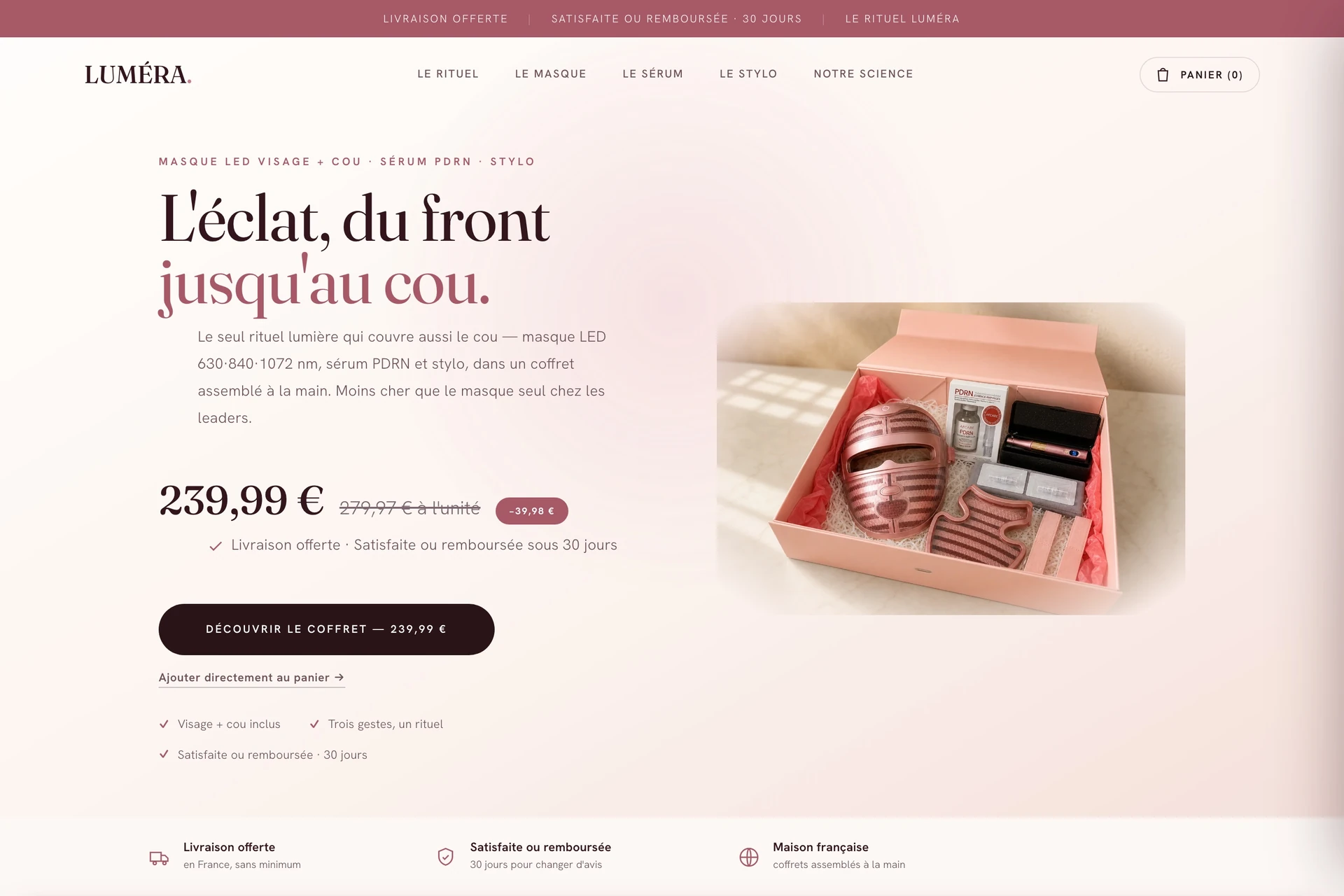 Accueil de Luméra sur ordinateur