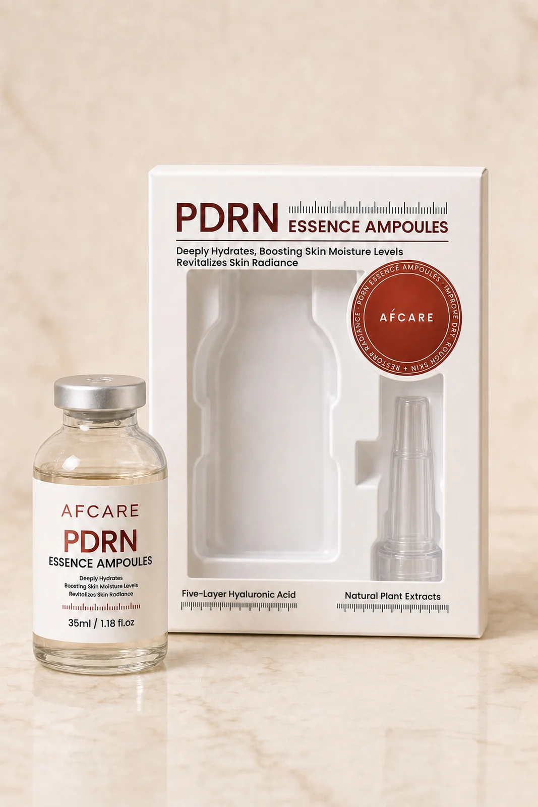 Visuel du site Luméra : le sérum présenté sur un marbre clair